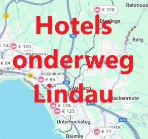 Alle autosnelweghotels onderweg langs de A96, B12, B31, E54 bij Lindau in de Duitse deelstaat Beieren op Google Maps kaart