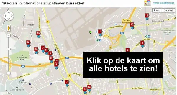 klik op de kaart voor alle hotels in de buurt van vliegveld Düsseldorf Duitsland