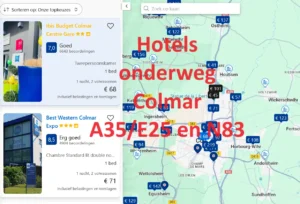 Klik voor alle snelweghotels onderweg langs de A35 / N83 in de buurt van Colmar, op Google Maps kaart