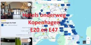 Alle snelweghotels onderweg langs de E20 en E47 in de buurt van Kopenhagen, de hoofdstad van Denemarken, op Google Maps kaart