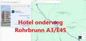 Alle snelweghotels onderweg langs de A3/E45 in de buurt van Rohrbrunn, gemeente Weibersbrunn, tussen Frankfurt en Würzburg in de Duitse deelstaat Beieren, op Google Maps kaart
