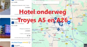 Alle hotels onderweg langs de A5 / E54 / E511, A26 / E17 en de N77 in de buurt van Troyes, op Google Maps kaart