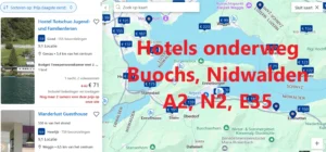 Alle snelweghotels onderweg langs de A2, N2, E35 in de buurt van Buochs, in het Zwitserse Kanton Nidwalden, op Google Maps kaart