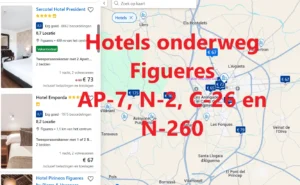 Alle snelweghotels onderweg langs de AP-7, N-2, C-26 en N-260 in de buurt van Figueres, op Google Maps kaart
