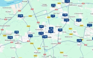 Alle snelweghotels onderweg langs de A16/E19, A27/E311 en A58 in de buurt van Breda, op Google Maps kaart