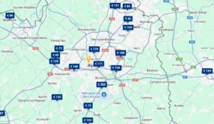 Klik voor alle hotels onderweg Lille (Nederlands: Rijssel) langs de snelwegen A1/E17, A22/E17, A23, A25/E42, A27/E42 en N41 op Google Maps kaart